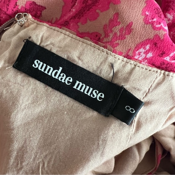 🚫Sundae Muse Christy Mini Tiered Dress, Floral Pink on Nude, Size 8 - Picture 11 of 14